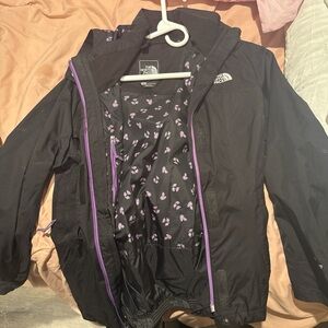 The North Face Black Jacket with Pink Floral Lining